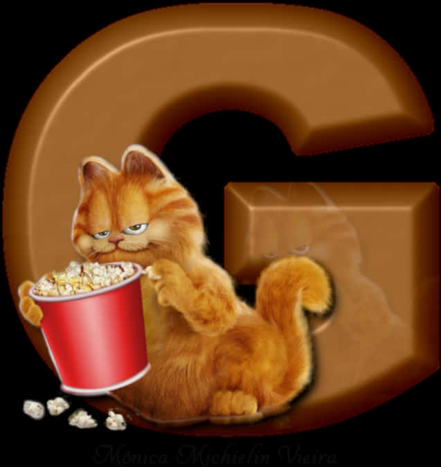Garfield Popcorn Movie Night PNG image