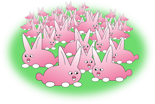 Gatheringof Cartoon Bunnies PNG image