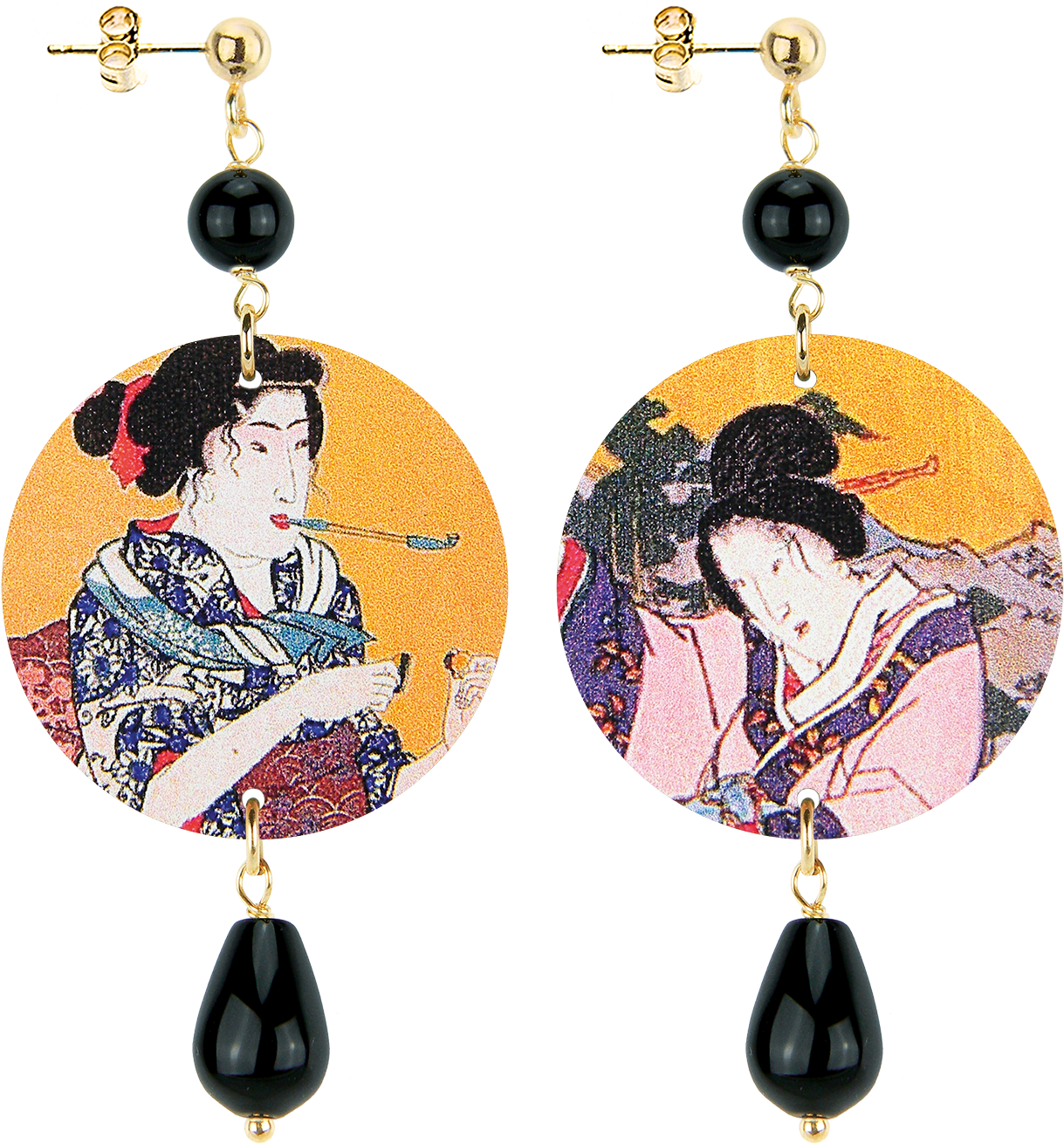 Geisha Art Earrings PNG image