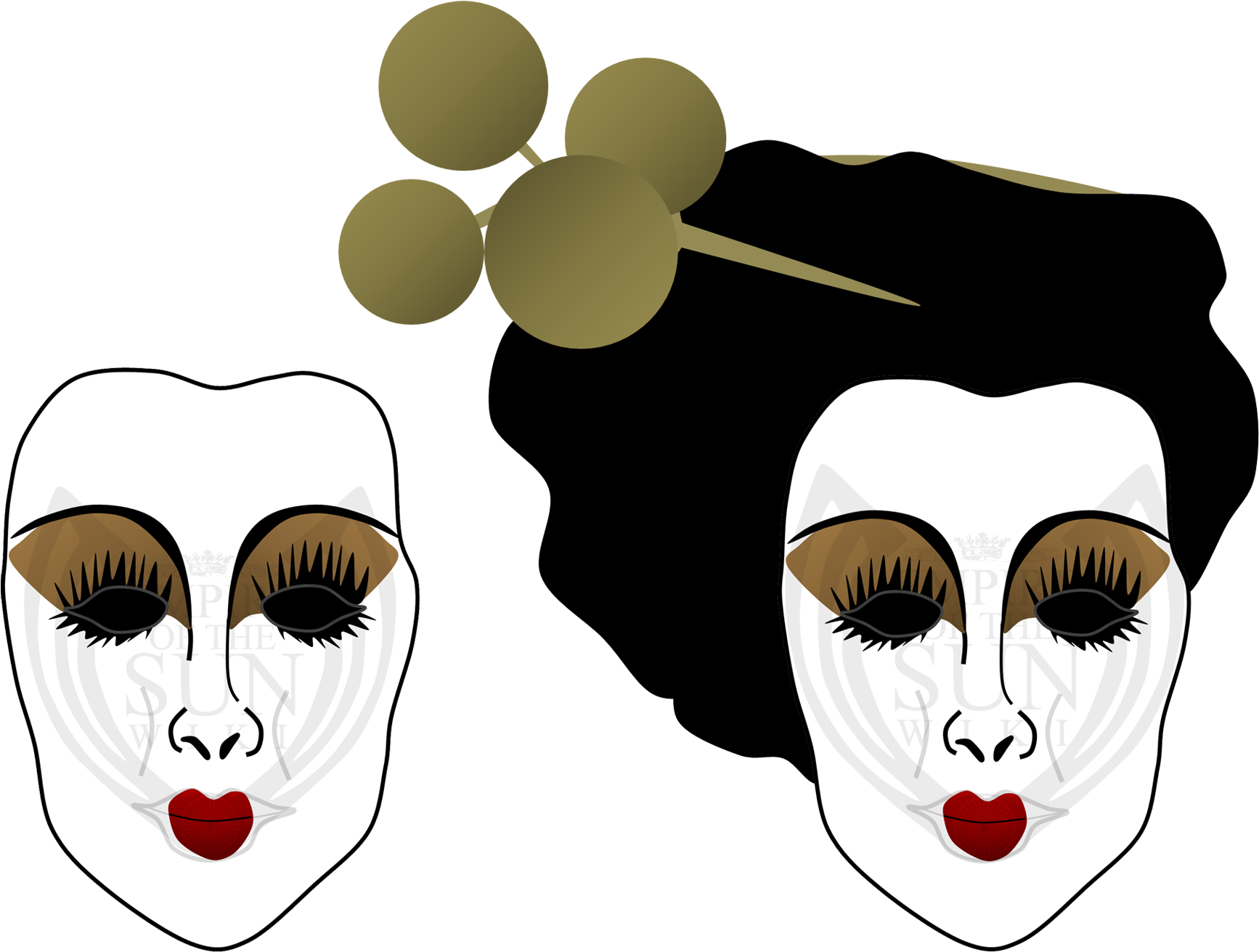 Geisha Traditional Makeupand Hairstyle PNG image