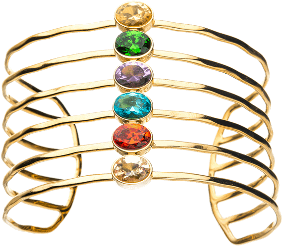Gemstone Embellished Gold Cuff Bracelet PNG image