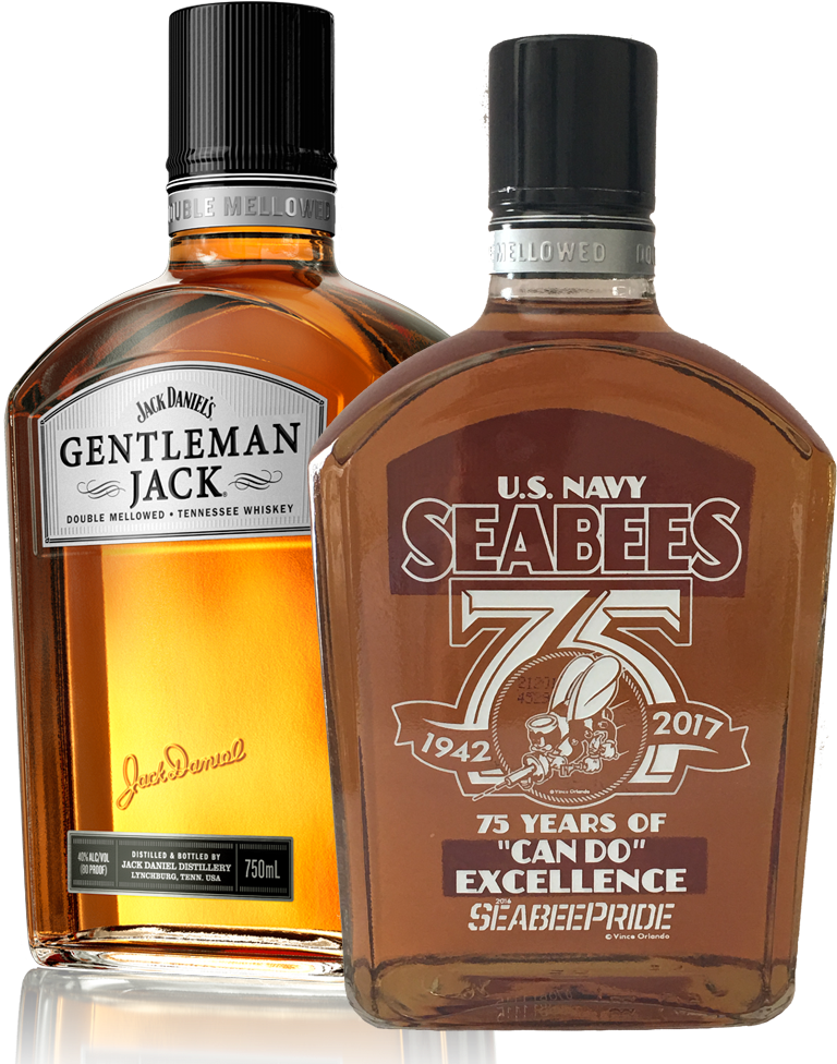 Gentleman Jackand Seabees Whiskey Bottles PNG image
