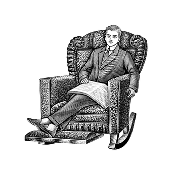 Gentleman Reading Newspaperin Armchair PNG image