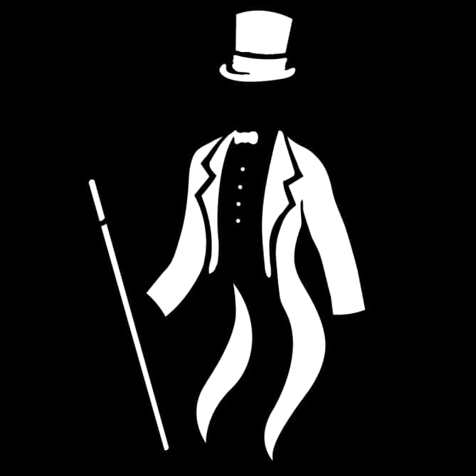 Gentleman Silhouettewith Top Hatand Cane PNG image