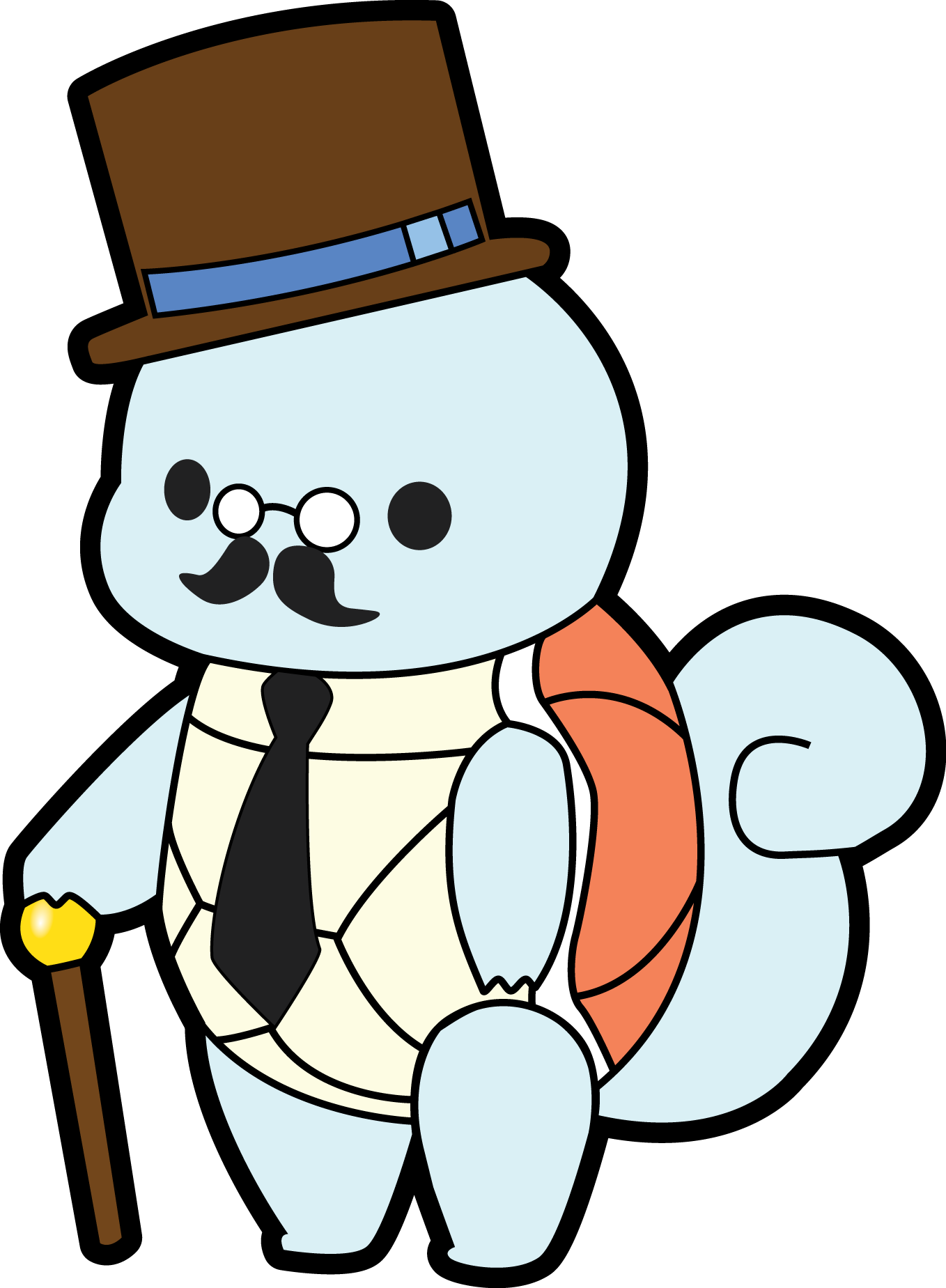 Gentleman Squirtle Cartoon Character PNG image