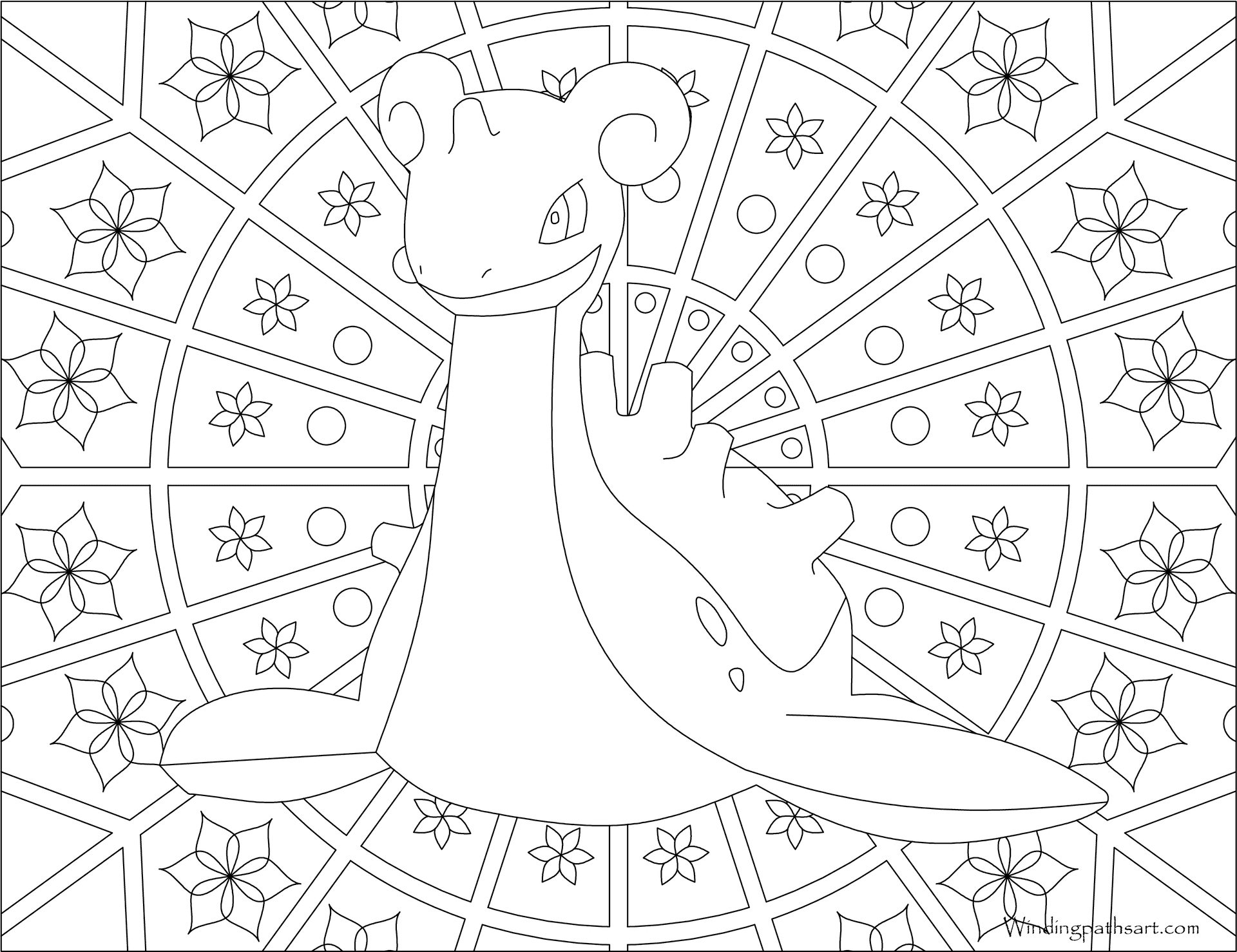 Geometric Dinosaur Coloring Page PNG image
