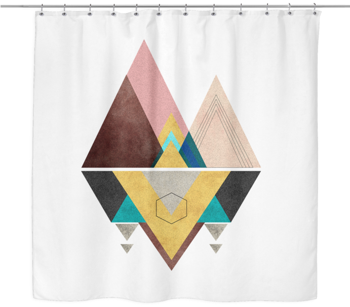 Geometric Mountain Shower Curtain PNG image