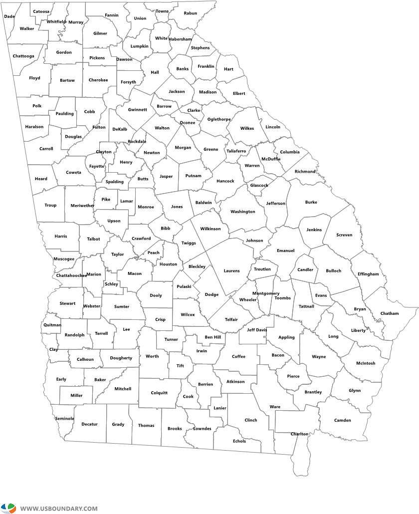 Georgia County Map PNG image