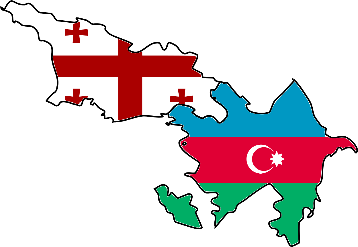 Georgiaand Azerbaijan Mapwith Flags PNG image