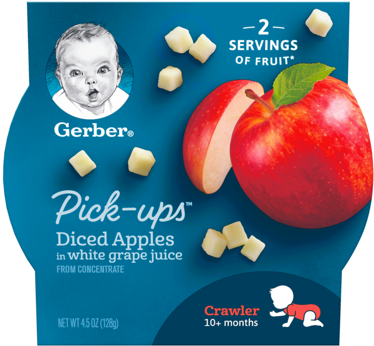 Gerber Pick Ups Diced Apples Packaging PNG image