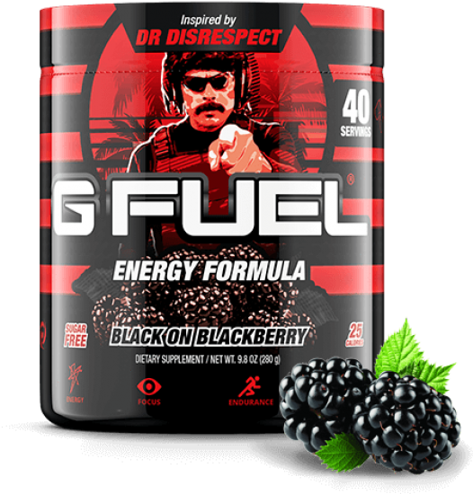 Gfuel Blackon Blackberry Energy Formula Tub PNG image