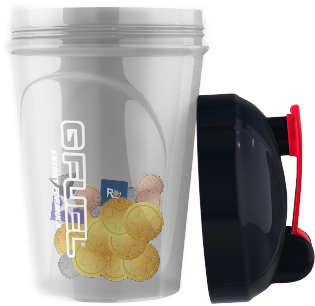 Gfuel Shaker Cupwith Coin Design PNG image