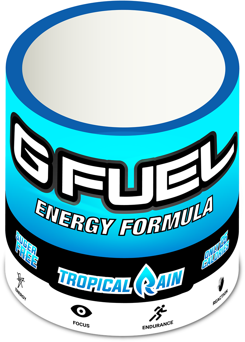 Gfuel Tropical Rain Energy Formula Container PNG image