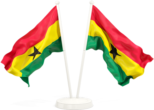 Ghana Flags Crossed Stand PNG image