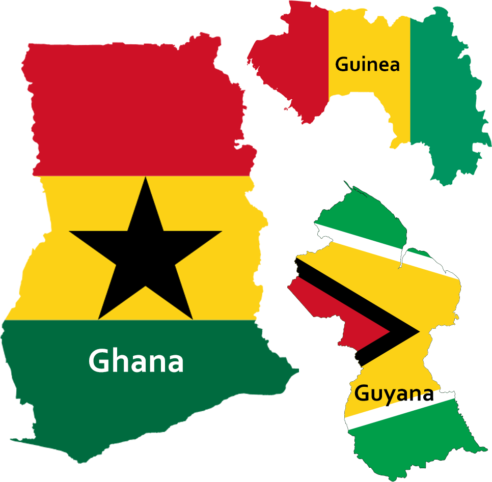 Ghana Guinea Guyana Flags Maps PNG image