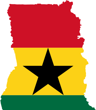 Ghana Map Outlined With Flag Colors PNG image
