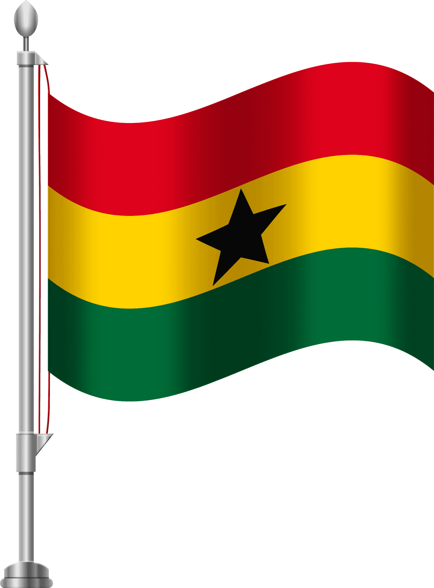 Ghana National Flag Waving PNG image