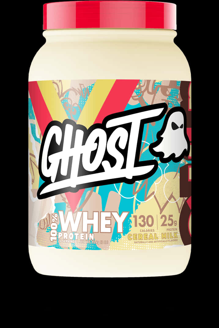 Ghost Whey Protein Powder Container PNG image