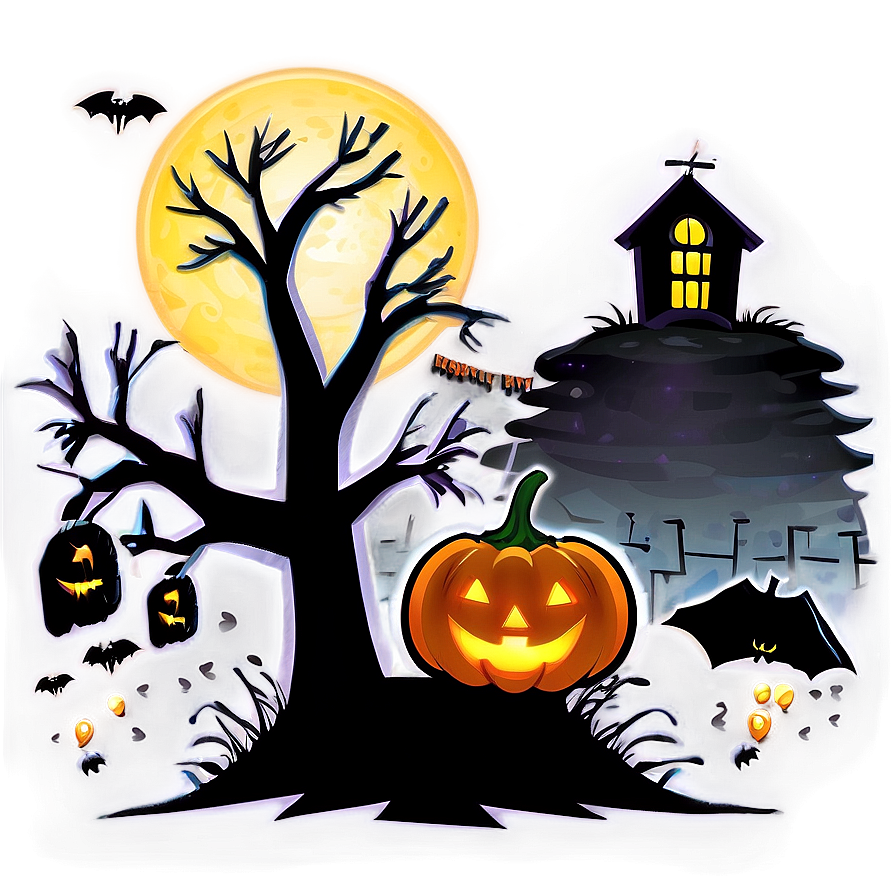 Ghoulish Halloween Cartoon Gathering Png 64 PNG image