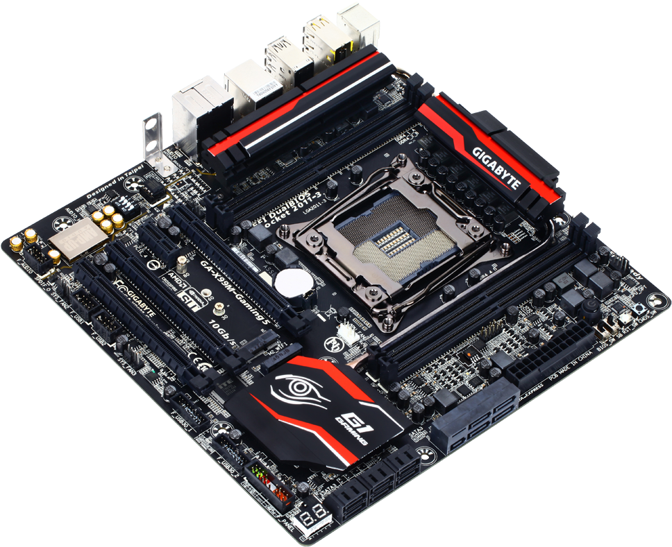 Gigabyte Motherboard Top View PNG image