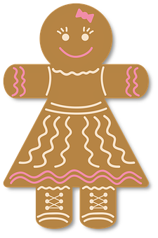 Gingerbread Girl Cookie Illustration PNG image