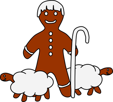 Gingerbread Manand Sheep Cartoon PNG image