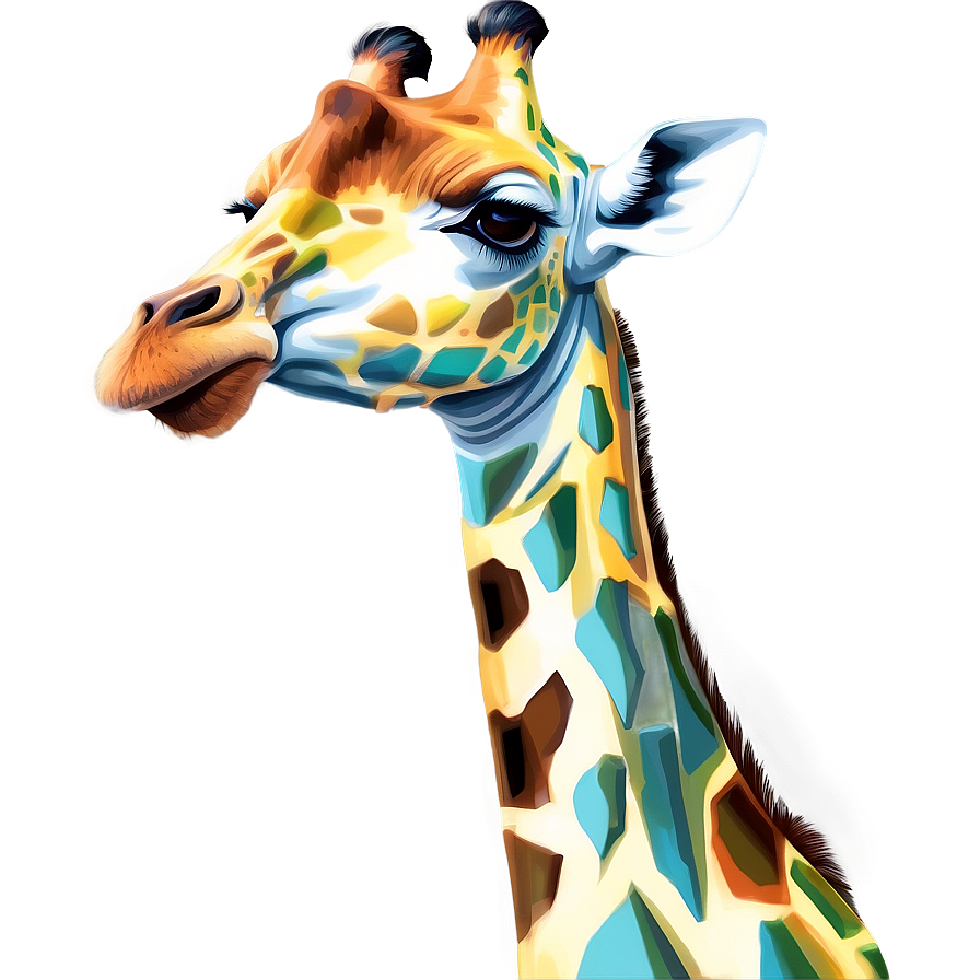 Giraffe In Pastel Colors Png Aji PNG image