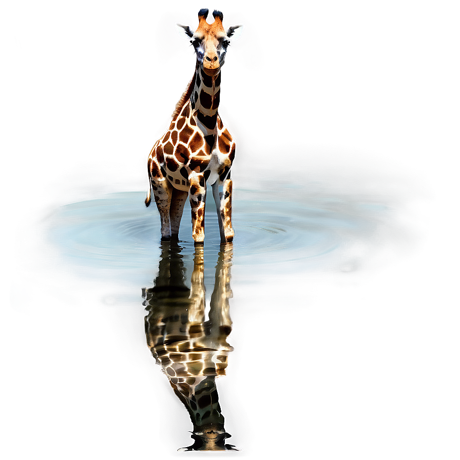 Giraffe Reflecting In Water Png 05062024 PNG image