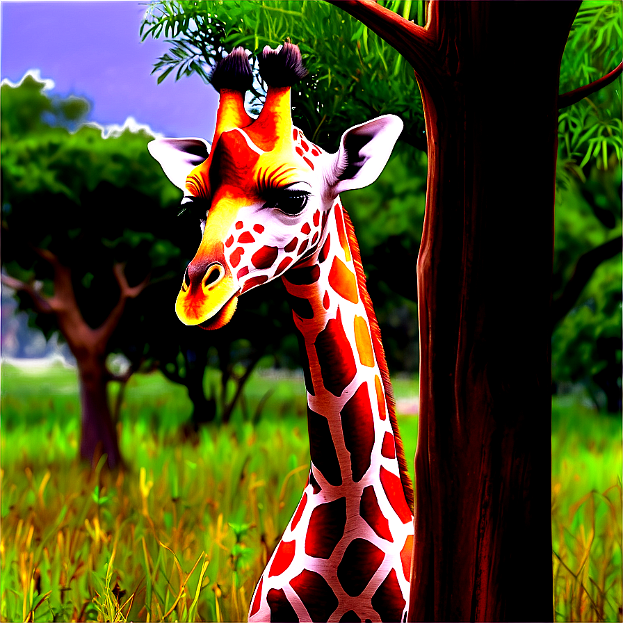 Giraffe Under Acacia Tree Png 82 PNG image