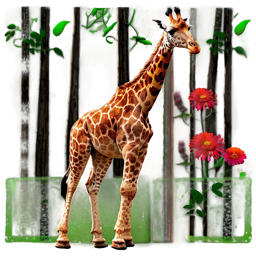 Giraffe Walking In Mist Png 05062024 PNG image