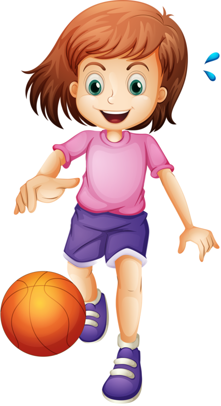 Girl Dribbling Basketball Clipart PNG image