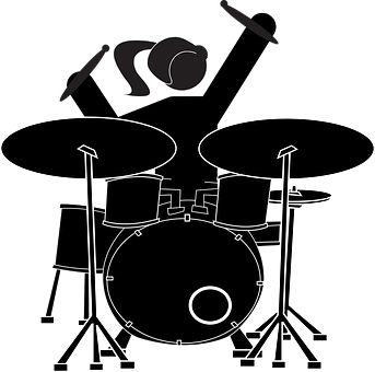 Girl Drummer Silhouette PNG image