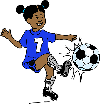 Girl Playing Soccer Cartoon PNG image