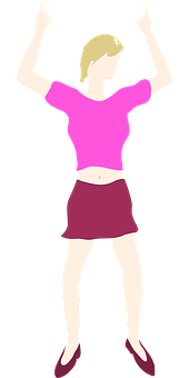 Girl Raising Hands Silhouette PNG image
