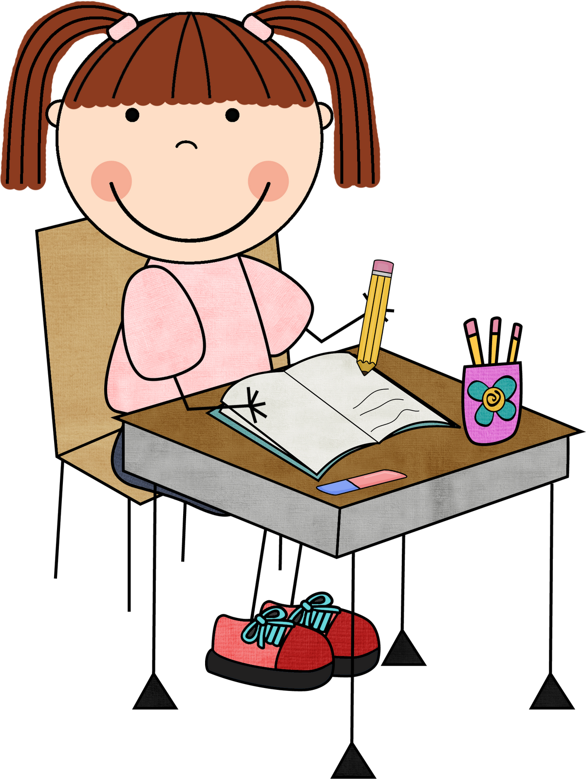 Girl Studying Cartoon PNG image