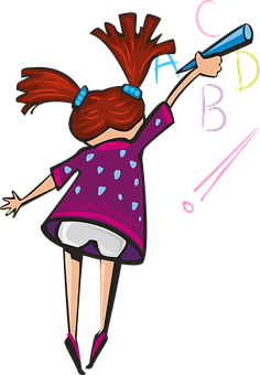 Girl Writing Alphabet Letters PNG image