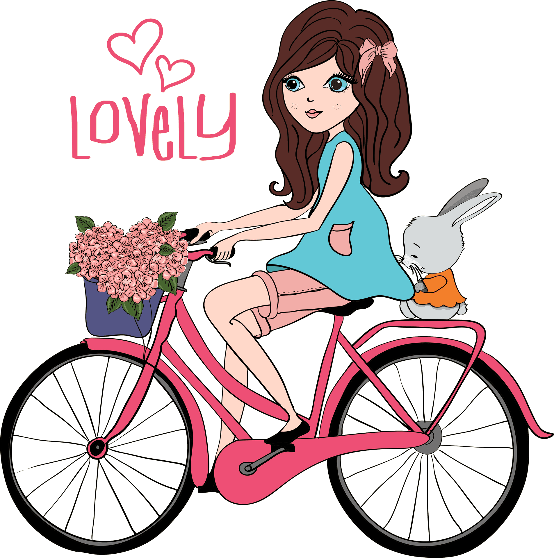 Girland Bunnyon Pink Bicycle PNG image