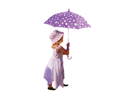 Girlwith Polka Dot Umbrella PNG image