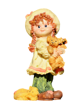Girlwith Teddy Bear Figurine PNG image