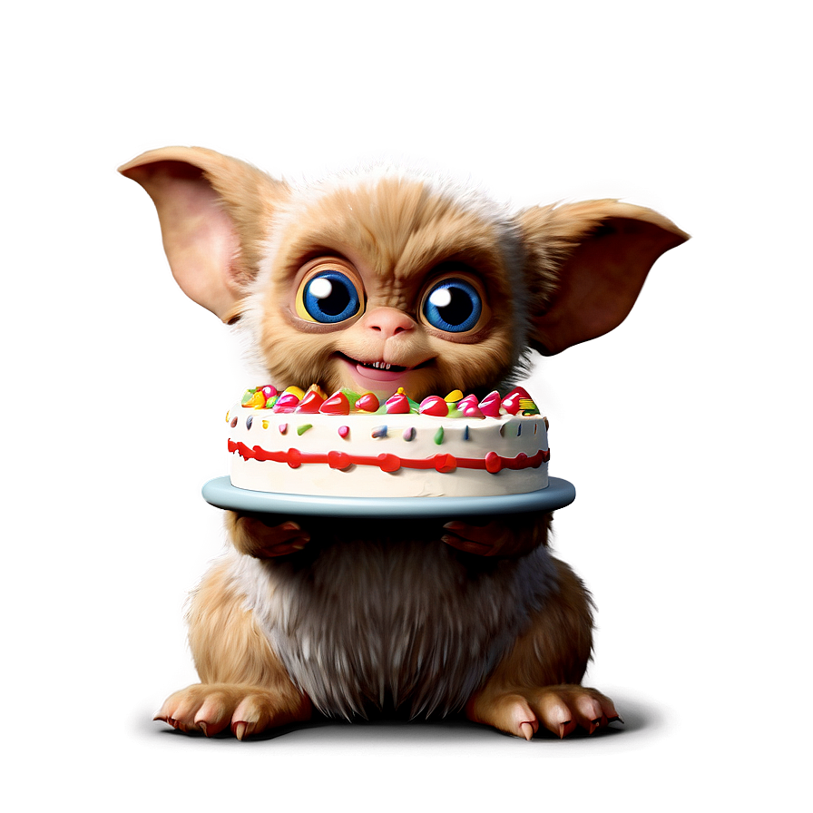 Gizmo With A Birthday Cake Png 64 PNG image