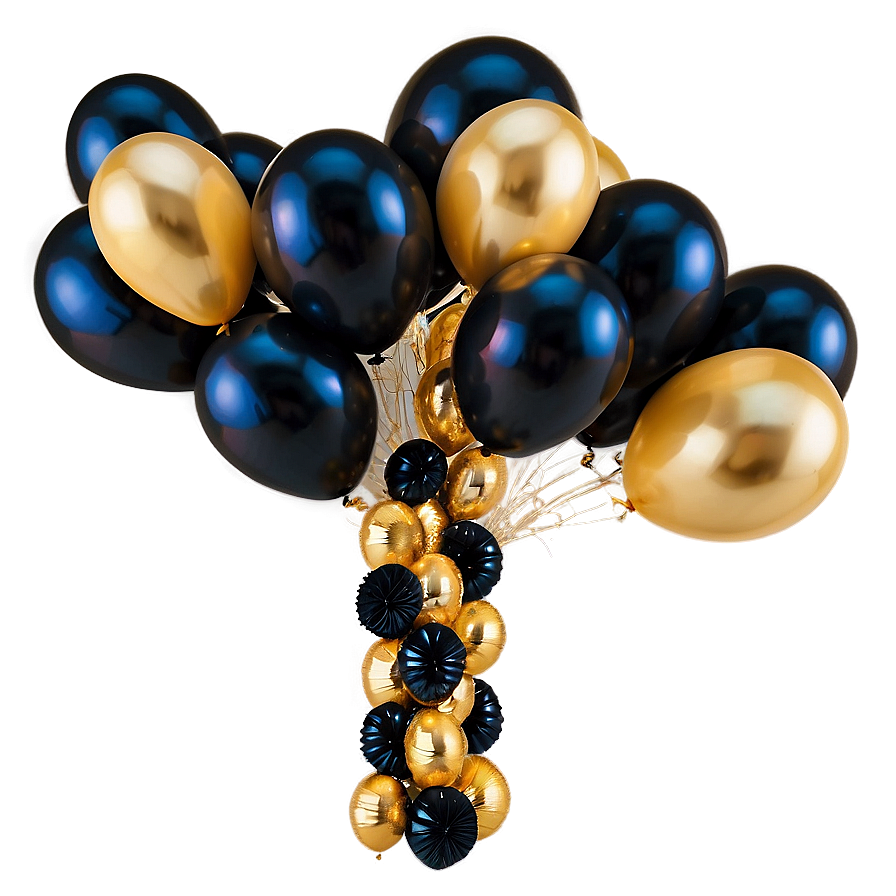 Glamorous Black Gold Balloon Decoration Png Meh87 PNG image