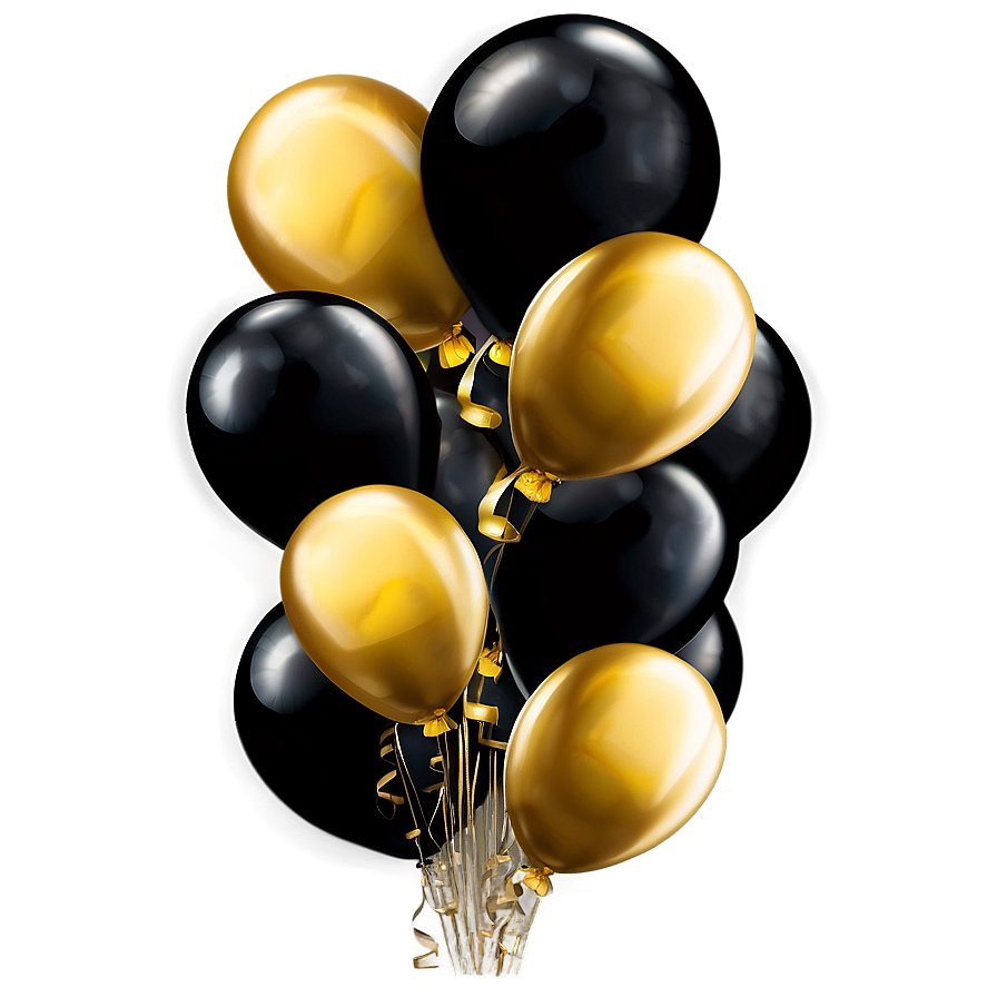 Glamorous Black Gold Balloon Decoration Png Xyu PNG image