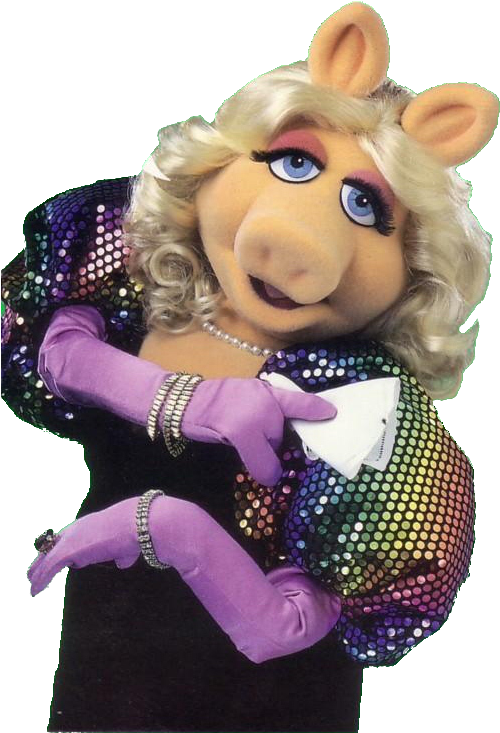 Glamorous Piggy Puppet Portrait PNG image