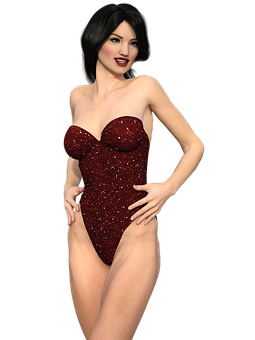 Glamorous Red Dress3 D Model PNG image