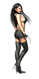 Glamorous3 D Modelin Lingerieand Boots PNG image