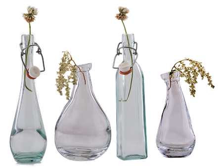 Glass Bottleswith Flowers Still Life PNG image