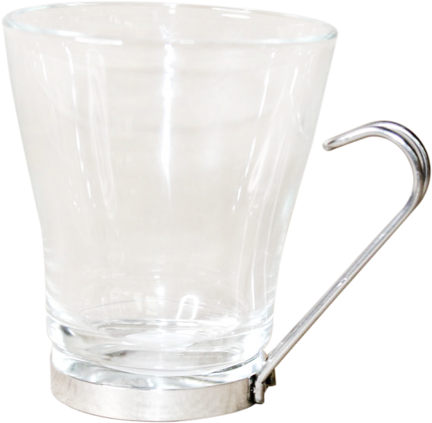 Glass Cupwith Metal Handle PNG image