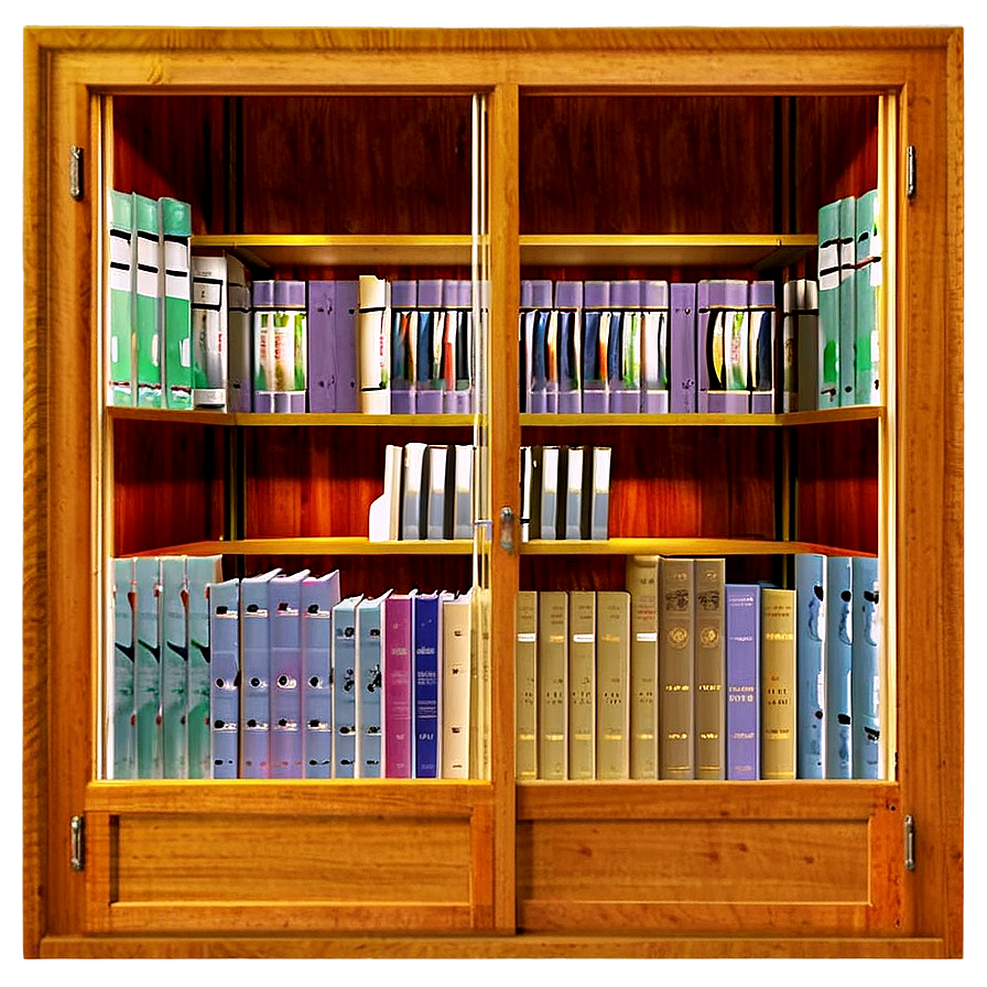 Glass Door Bookshelf Png 2 PNG image