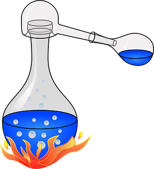Glass Flask Over Fire Illustration PNG image