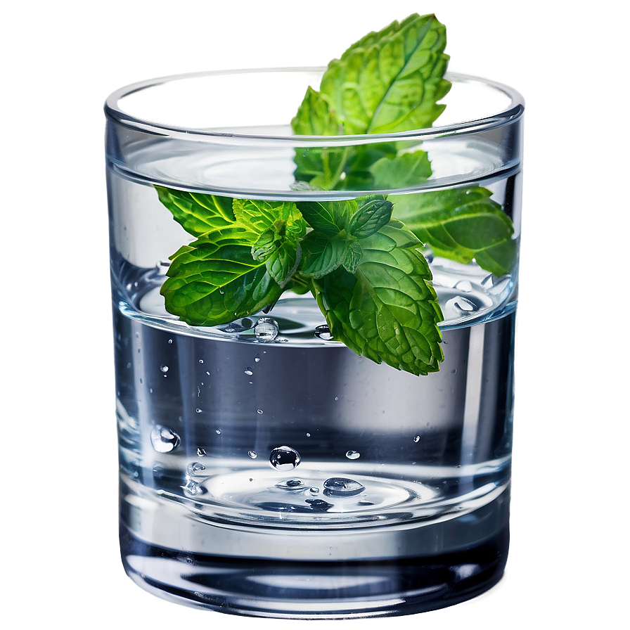 Glass Of Water With Mint Png Yov95 PNG image